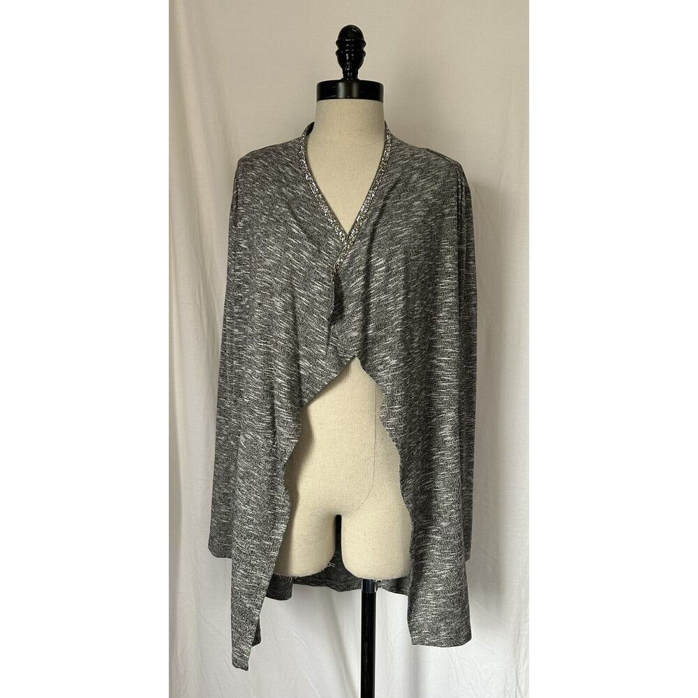 JUICY COUTURE Heather Gray Open Cardigan Long Sleeve Knit Sweater Womens M